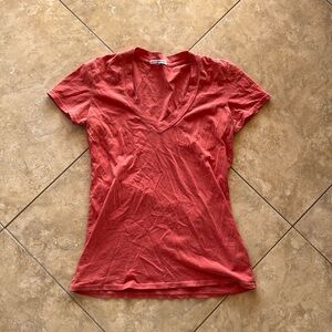 James Perse Short Sleeve V-neck T-shirt, Burnt Orange, Size 2/Medium 100% cotton